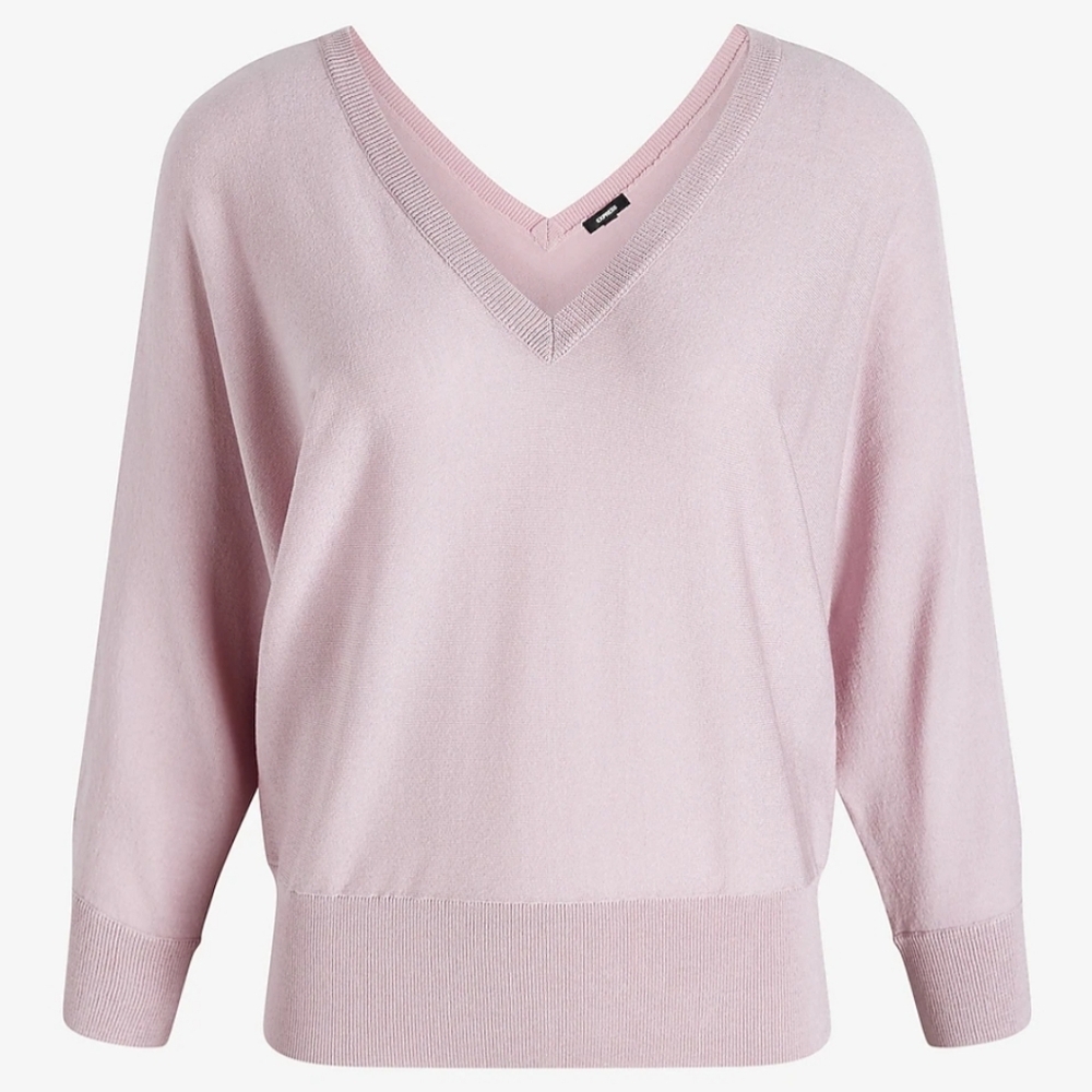 Express Light Pink V-Neck Sweater Size XL